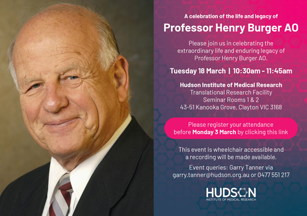 Professor Henry Burger AO - Memorial Celebration 