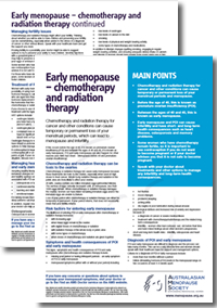 Early menopause chemotherapy and radiation therapy