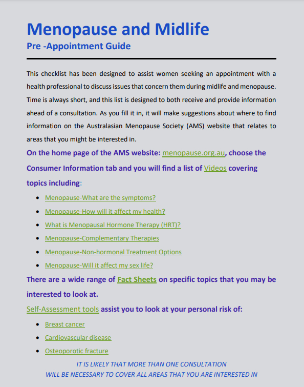 Menopause and Midlife Appointment Guide 1
