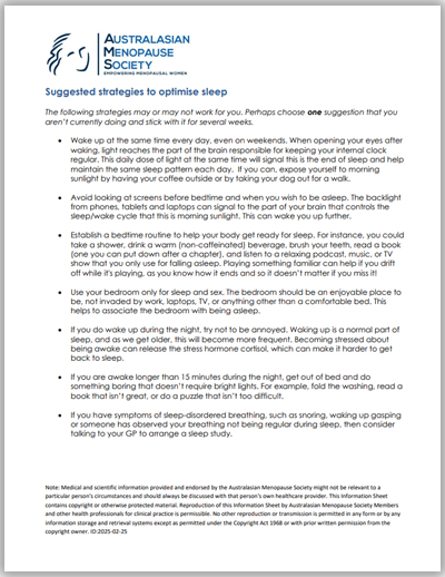 Suggested strategies to optimise sleep