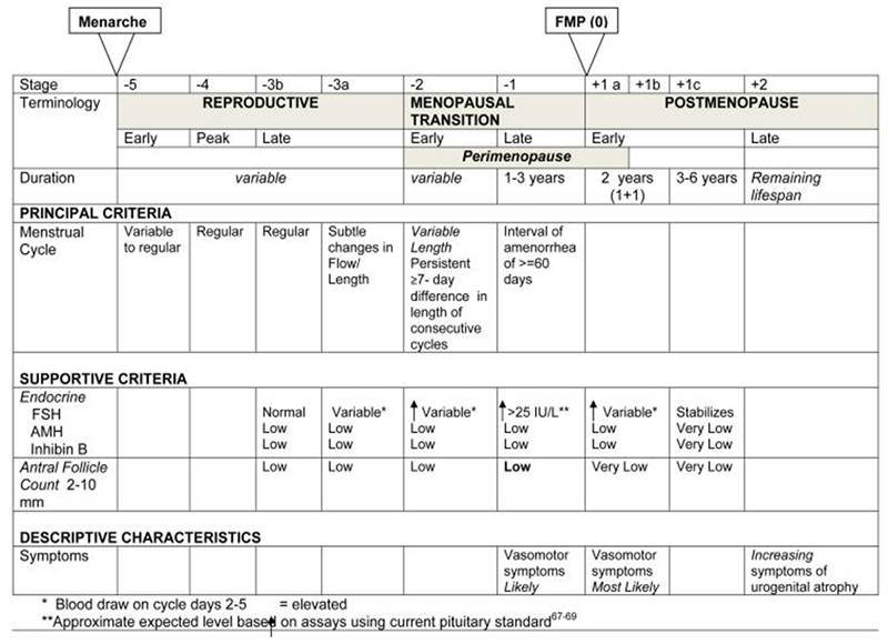 Figure 1: The Stages of Reproductive Aging Workshop (STRAW +10) criteria