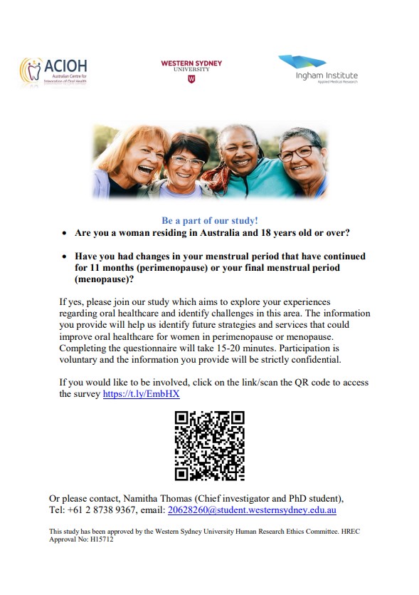 Promoting oral healthcare among women in perimenopause/ menopause