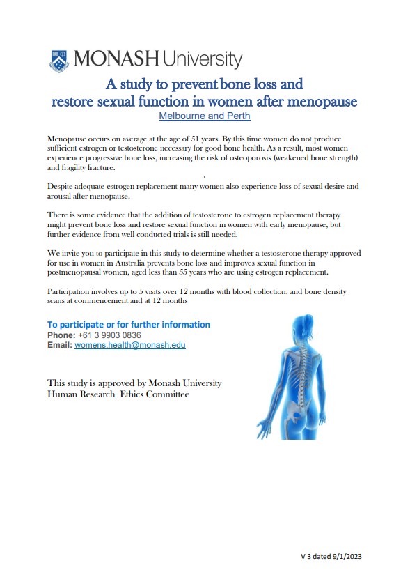 A study to prevent bone loss and restore sexual function in women after menopause